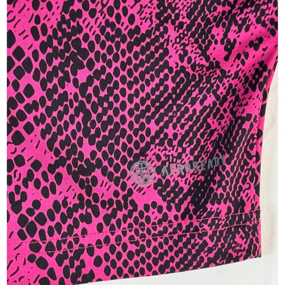 Adidas G TI AOP Tee Girls Size 7-8Y Pink Snakeskin Excellent Slim Fit